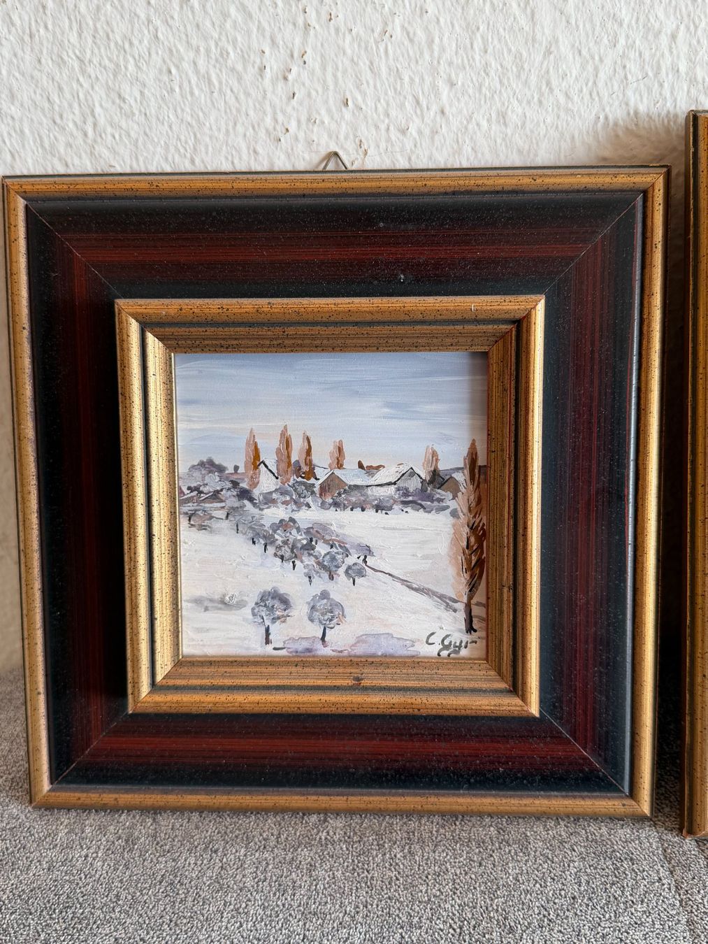 Dipinti: Winterliche Miniatur-Gemälde, 2er Set, gerahmt, Top! – Usato da Basel venduto da Kaffee_und_Kunst 1
