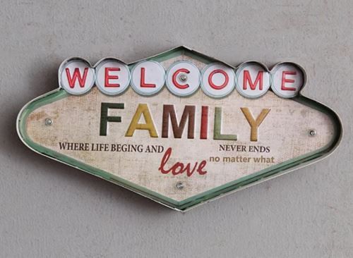 Sonstiges zum Sammeln & Seltenes: WELCOME FAMILY LED Blechschild – Neu (gemäss Beschreibung) aus Schalunen von schwabspielautomaten 1