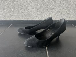 Wildleder Absatzschuhe, Schwarz, Grösse 38
