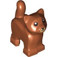 LEGO Dark Orange Cat, Baby Kitten, Standing + Black Mouth