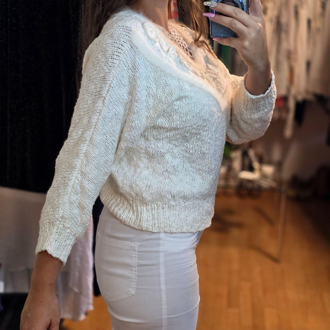 Pullover & Sweatshirts: Vintage Pullover Creme Statement Unikat S/M – Gebraucht aus Wald ZH von CapLux 3