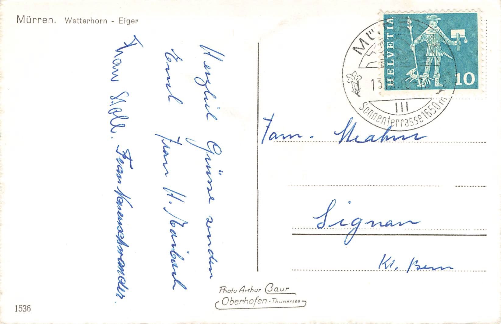 Cartoline postali: Mürren (BE) Das Bergdorf mit Blick auf Eiger – Usato da Biasca venduto da Blenio71 1