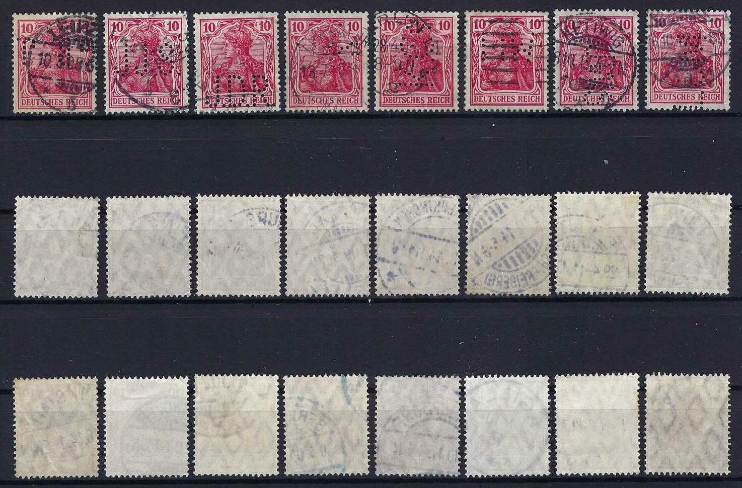Tutti i francobolli: Germania Briefmarken 1900-1922 mit Perfin gest. – Usato da Hitzkirch venduto da walti1959 1