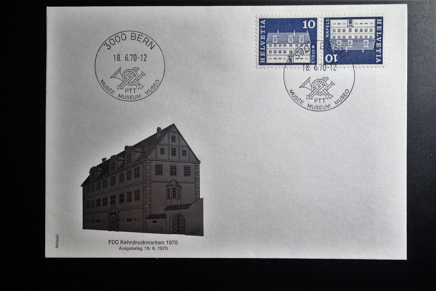 Tutti i francobolli: 1970 3 FDC Kehrdruckmarken – Usato da Mettmenstetten venduto da Sutasso