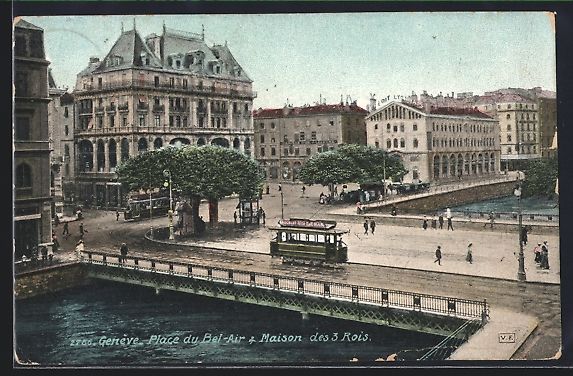 Cartoline postali: Geneve, Strassenbahn auf der Brücke, Pl – Usato da Berlin venduto da bartko-reher