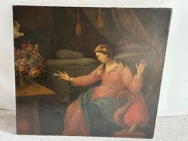 Antikes Ölgemälde auf Leinwand,  "Die Verkündigung"
