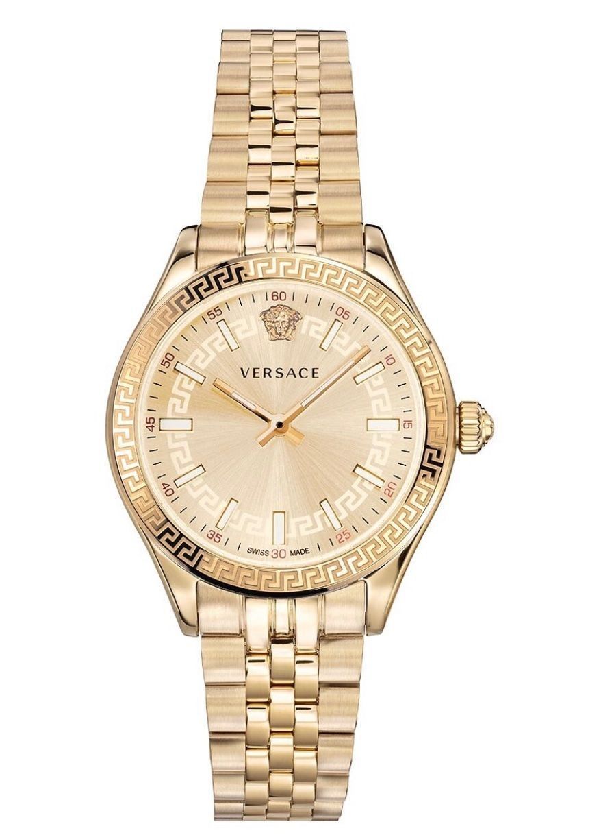 Versace Orologi: VERSACE Hellenyium Watch Gold-Tone – Nuovo e nell'imballaggio originale da Oberaach venduto da Dandy2021