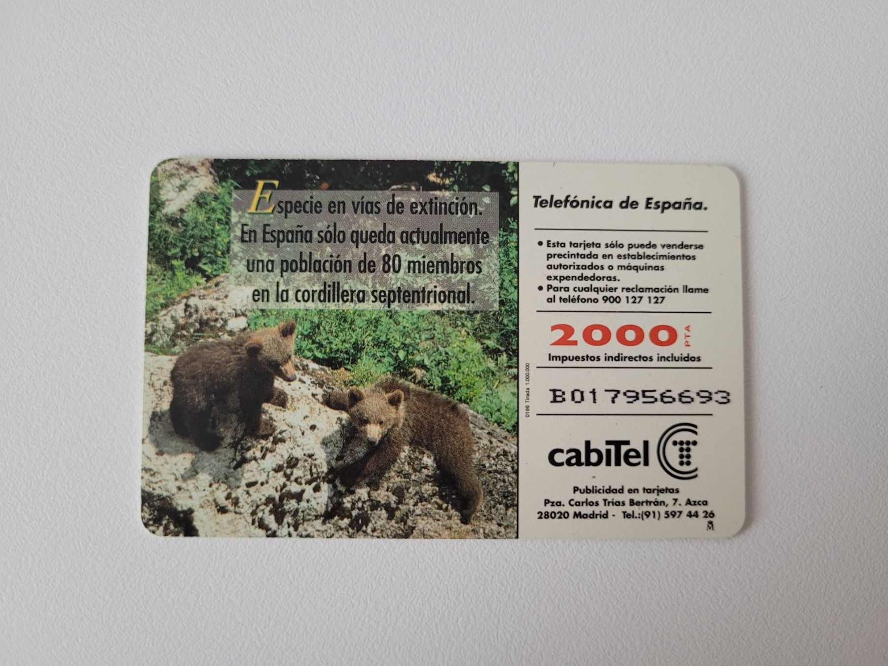 Cartes de téléphone: Telefonkarte Spanien "Bär" – D'occasion à Inwil par Flower2325 1