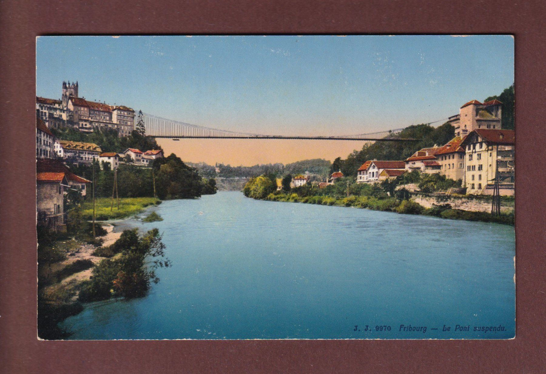 Cartoline postali: FRIBOURG - Pont suspendu – Usato da Pully venduto da nicecards-shop