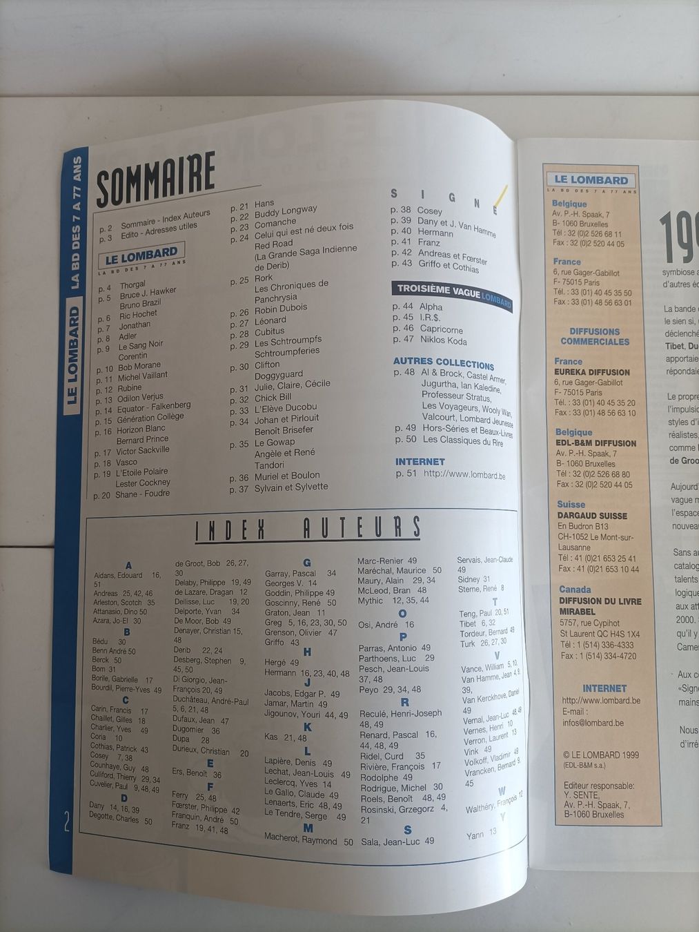 Comics: BD Catalogue Le Lombard 1999 – Gebraucht aus crans montana von AB3963 1
