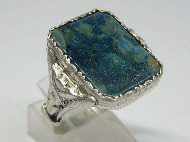 Anelli: Vintage Ring Silber 835 mit blauem Achat Gr. 63 – Usato da Ermatingen venduto da Decovin 1