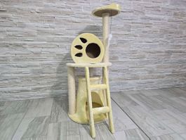 Kratzbaum Kletterbaum Katzenbaum Baum für Katzen beige 130cm