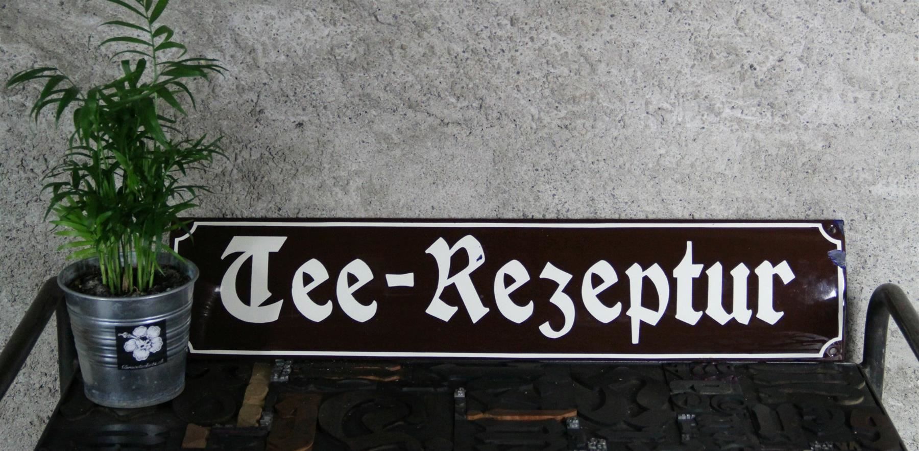Schilder: Emailschild "Tee-Rezeptur" 70 x 15 cm – Gebraucht aus Birrwil von brandschatz_birrwil