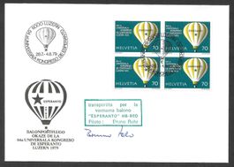 Ballonpostbrief Esperanto Weltkongress Luzern 28.7.-4.8.1979