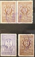 Serbien Königreich 1890/1910 Stempelmarken 4 Werte