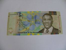 Bahamas 1 Dollar 2024/2025, P-77b, S/N AH0002910, Unc