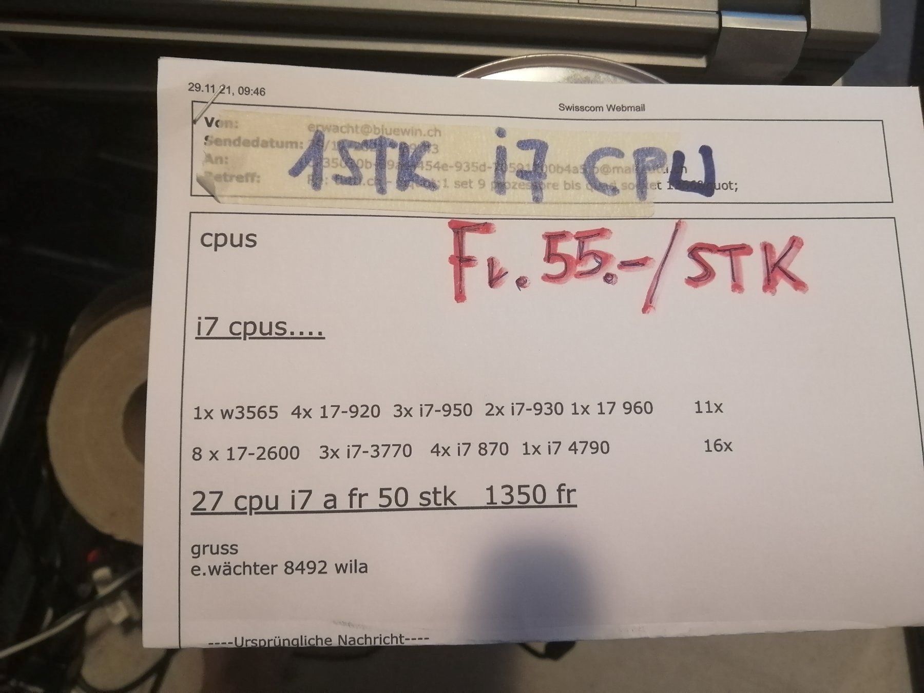 PC: i 1stk i7 cpu diverse typen – Usato da wila venduto da audi48 1