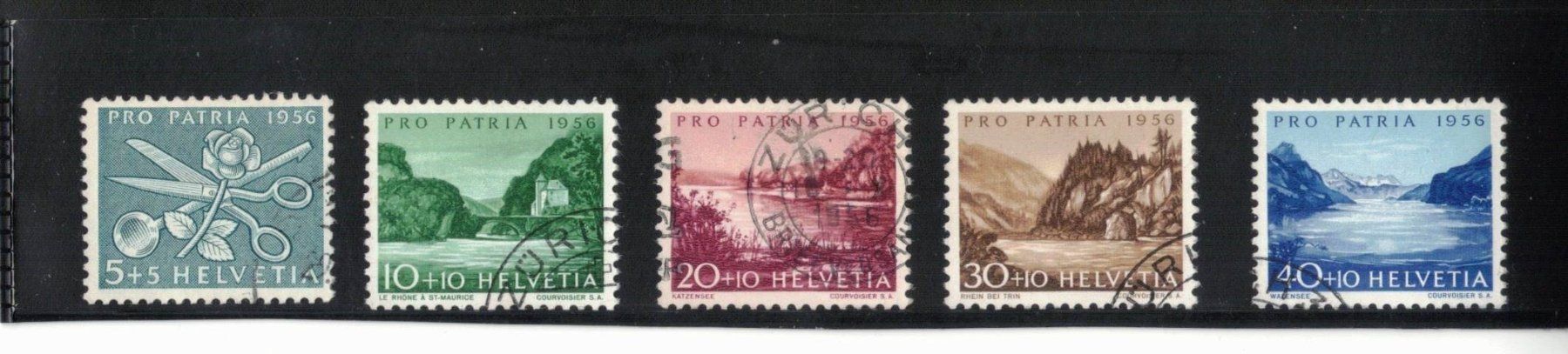 Alle Briefmarken: 1956 Pro Patria Sinnbilder und Seen – Gebraucht aus Rheinau von loxis