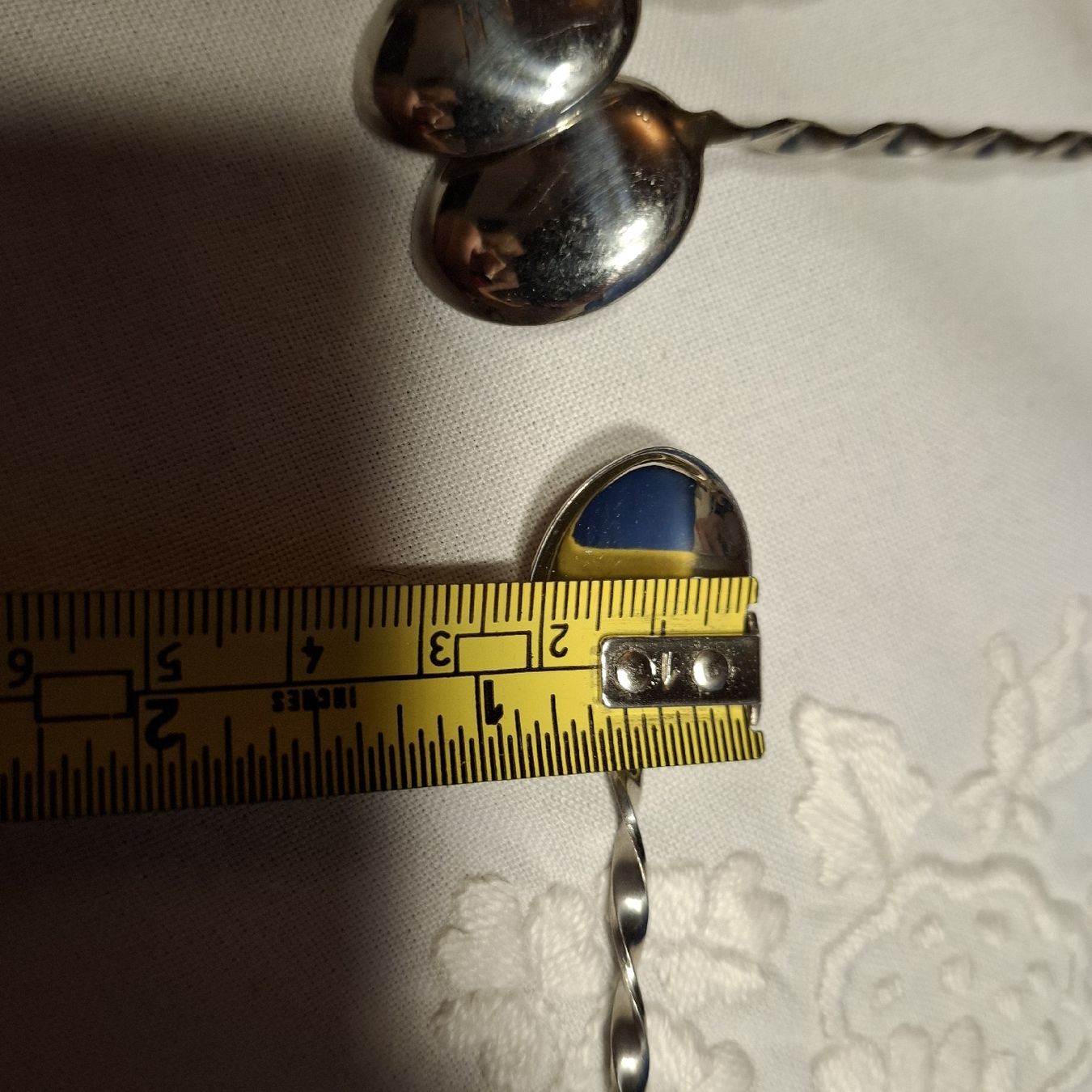 Cucchiai: 6 Versilberte kleine Löffel mit Edelsteinkopf – Usato da Nürensdorf venduto da DANG3REUX 6