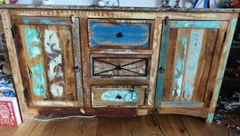 Sideboard / Kommode Altholz 150x38x85 mehrfarbig lackiert