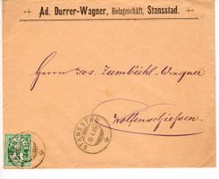 Brief, Ad. Durrer - Wagner Holzgeschäft Stansstad 1905