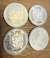 4 Fünfliber Silbermünzen Schweizer Franken