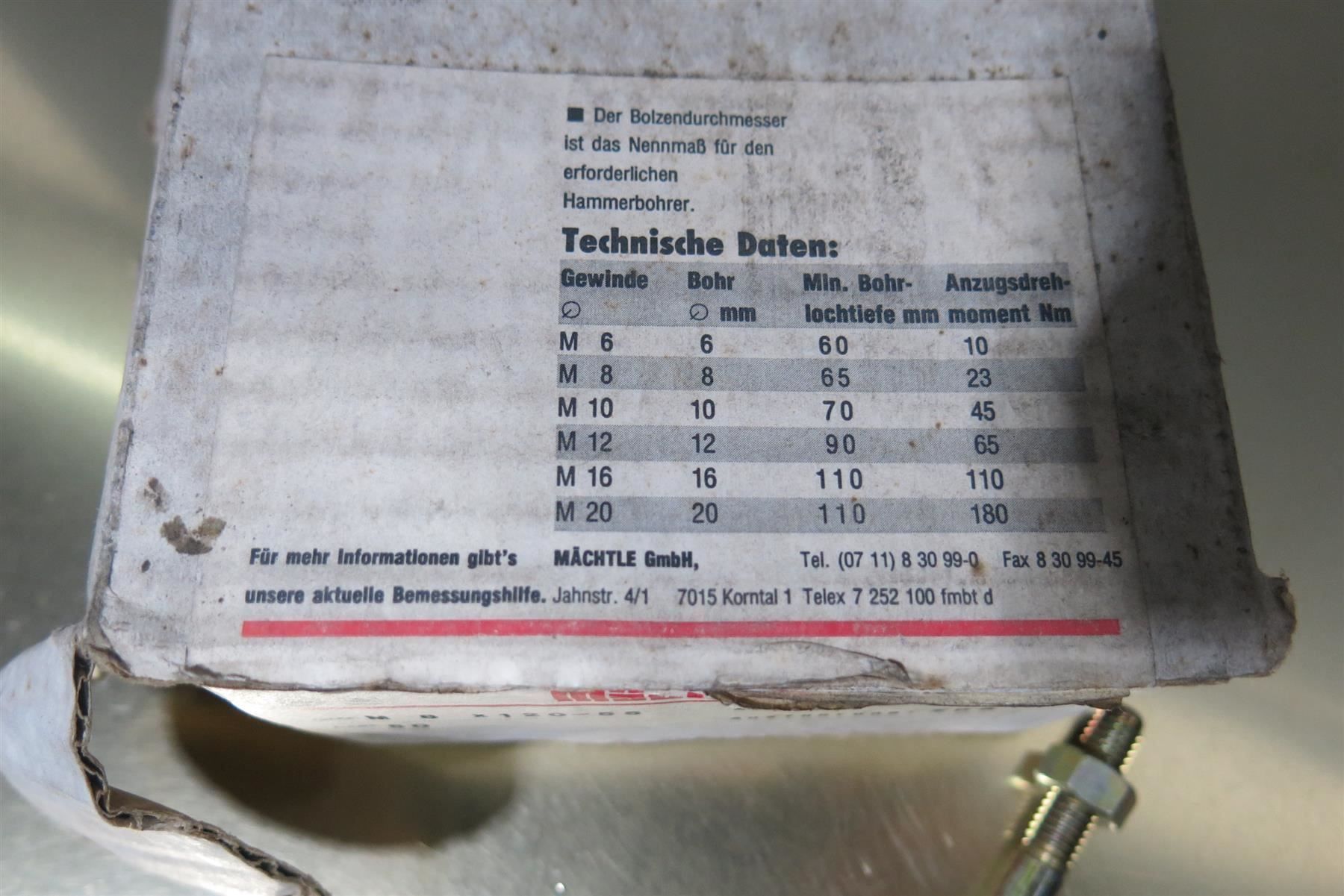 Alle Werkzeuge: 18 Stk. Bolzenanker M 8x150-55 Mächtle S – Neu (gemäss Beschreibung) aus Laufenburg von Sirluger 3