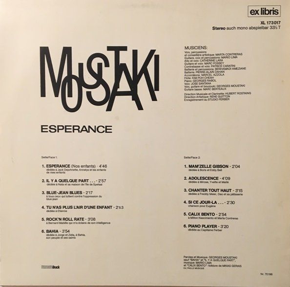 Dischi in vinile: Georges Moustaki - Esperance (LP) – Usato da Grüningen venduto da azulvinyl 1