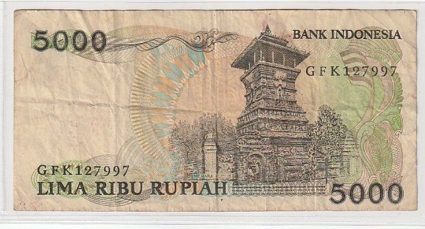 Banconote: 5000 RUPIE   - ANNO 1986 -    INDONESIA – Usato da CHIASSO venduto da Rochelle59. 1