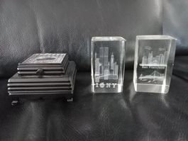 3D Glasobjekte New York San Francisco SouvenirKristallwürfel