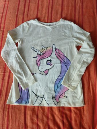 H&M Mädchen Langarmshirt "Einhorn" – Gr. 134/140 (Neu)
