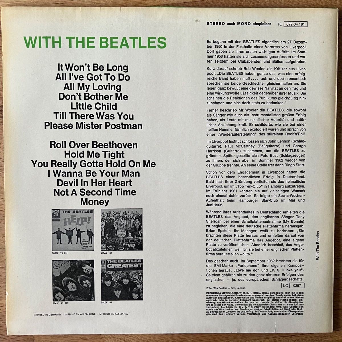 Vinyles: Beatles - With The Beatles / EU-Press. 1981 – D'occasion à Gais par soundcave57 1