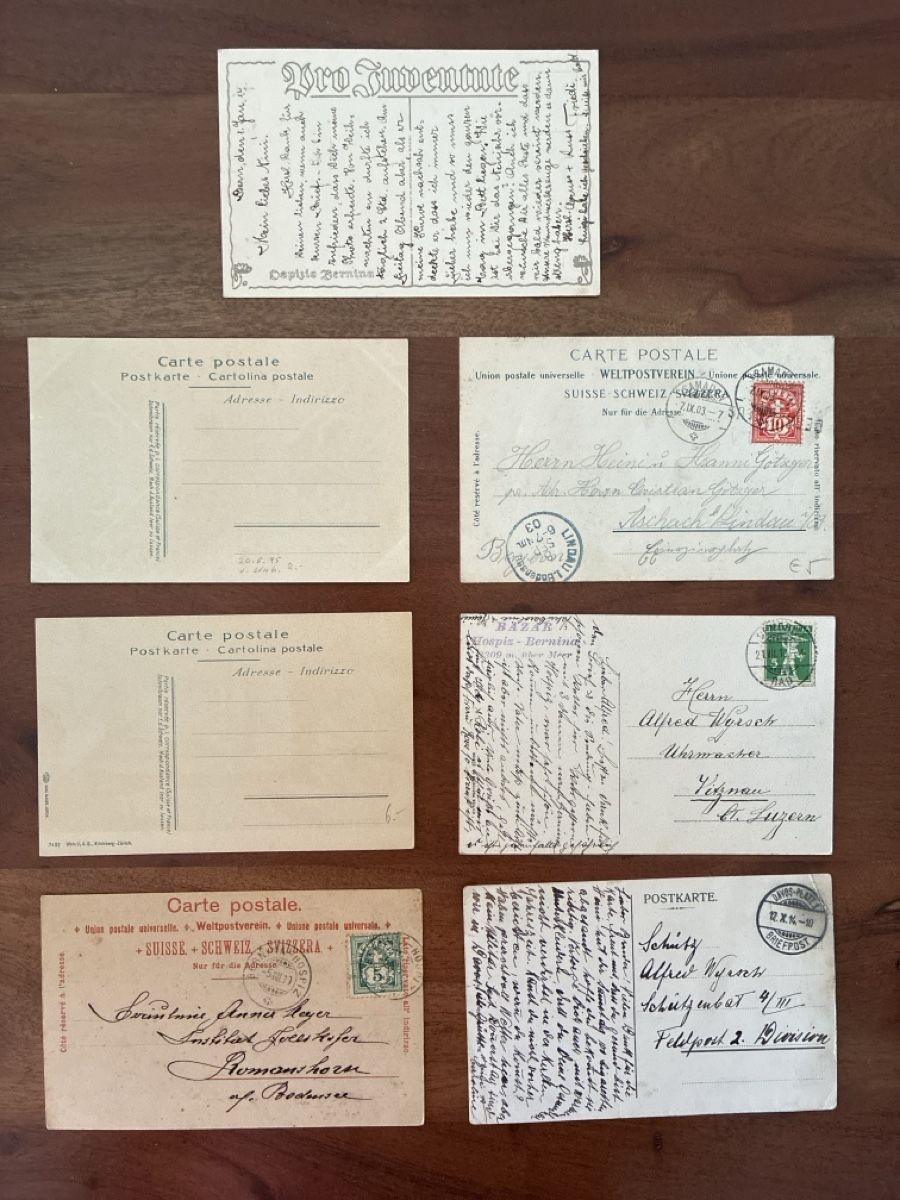 Ansichtskarten: 7 Ansichtskarten Schweiz vom Bernina GR – Gebraucht aus Oftringen von Cla.vD.74 1