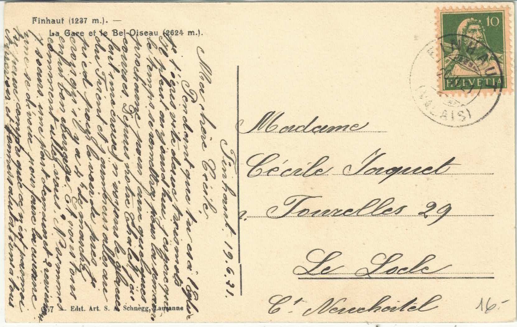 Cartoline postali: Finhaut - La Gare et le Bel-Oiseau – Usato da Ettingen venduto da Kartenplanet 1