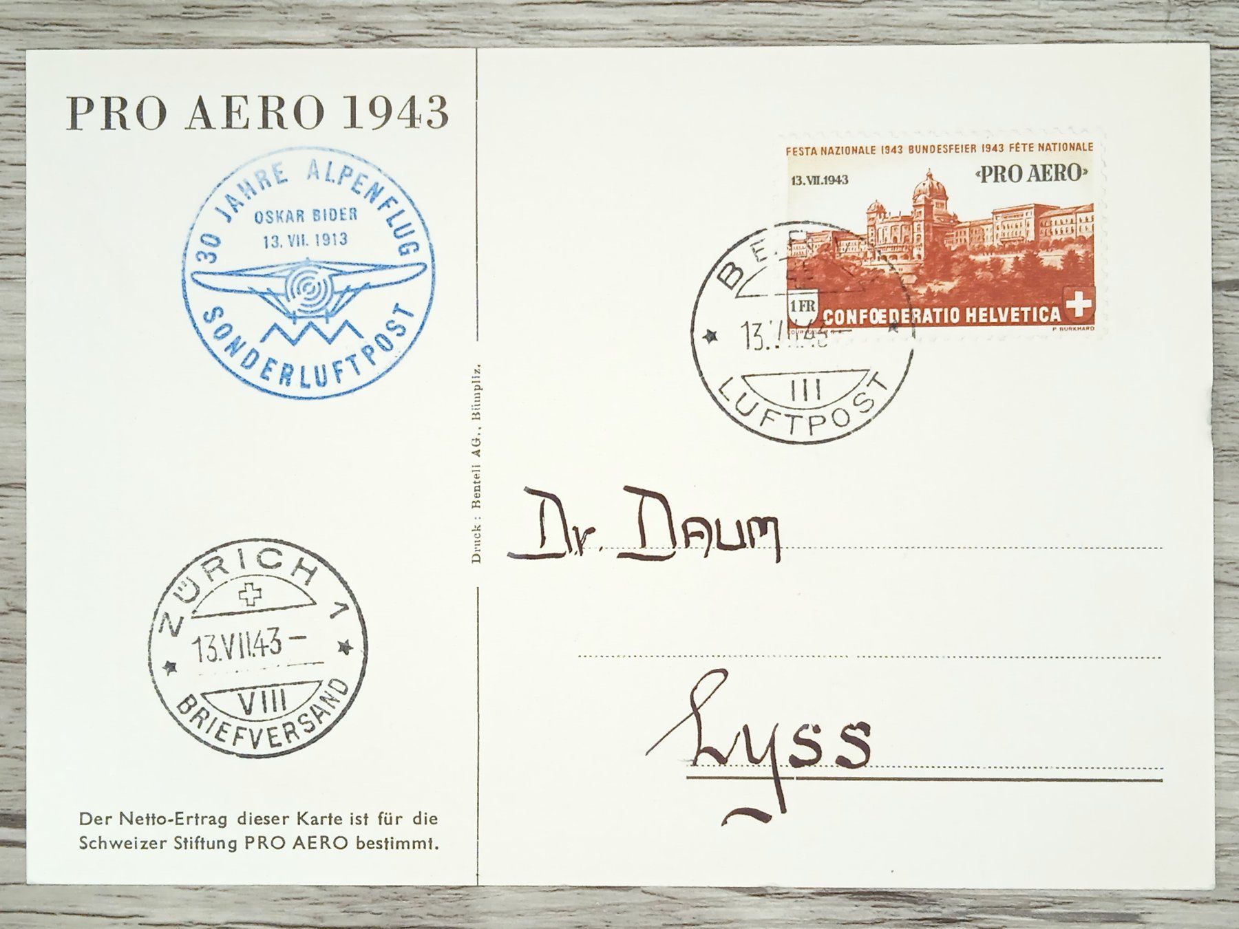Tutti i francobolli: TR15 Carte Postale + Timbre Suisse 1943 – Usato da Cousset venduto da Patrick_Collections