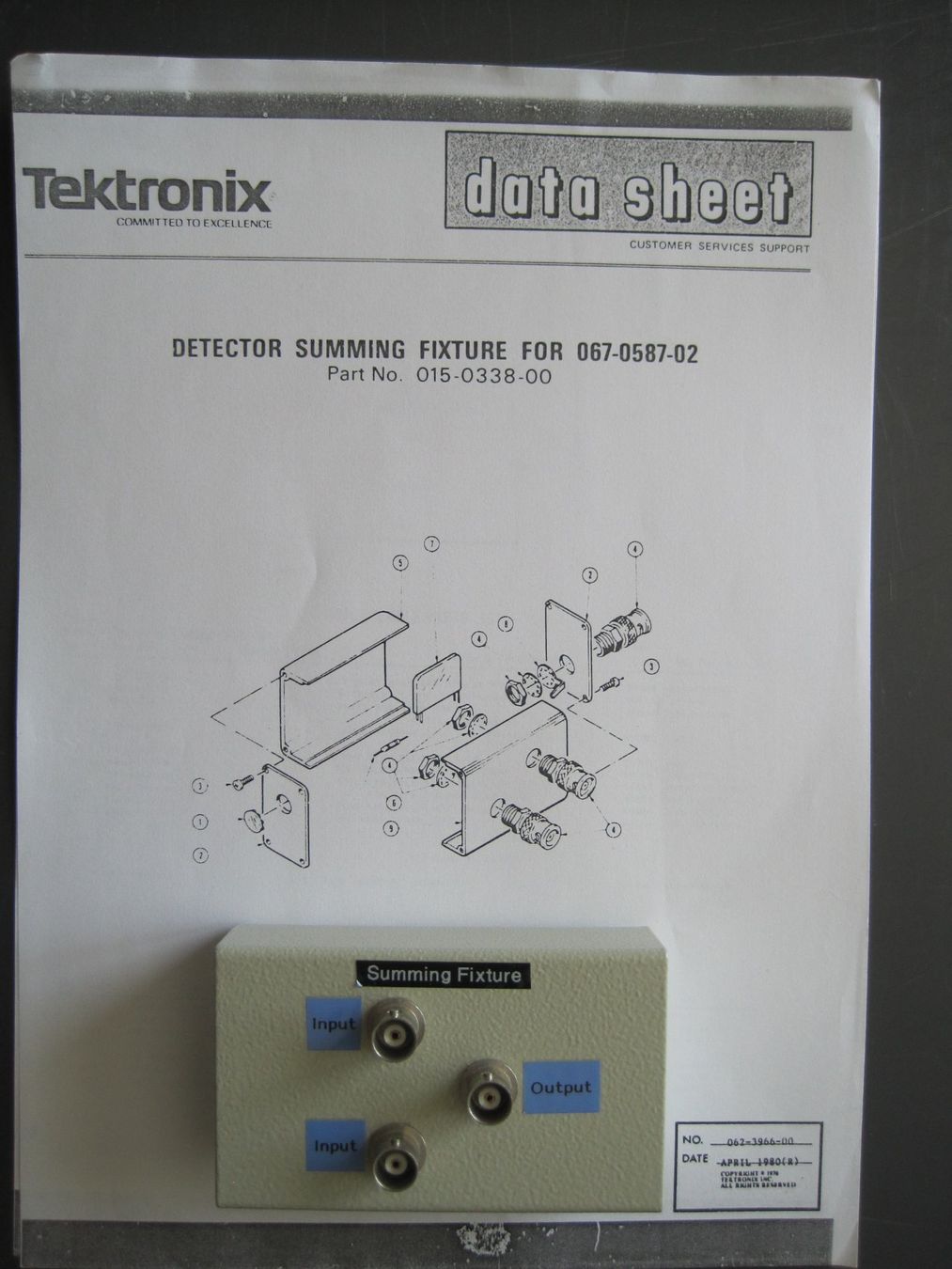Steuerung: Summing Fixture Tek PN 015-0338-00 – Gebraucht aus Dietwil von Jaenzi