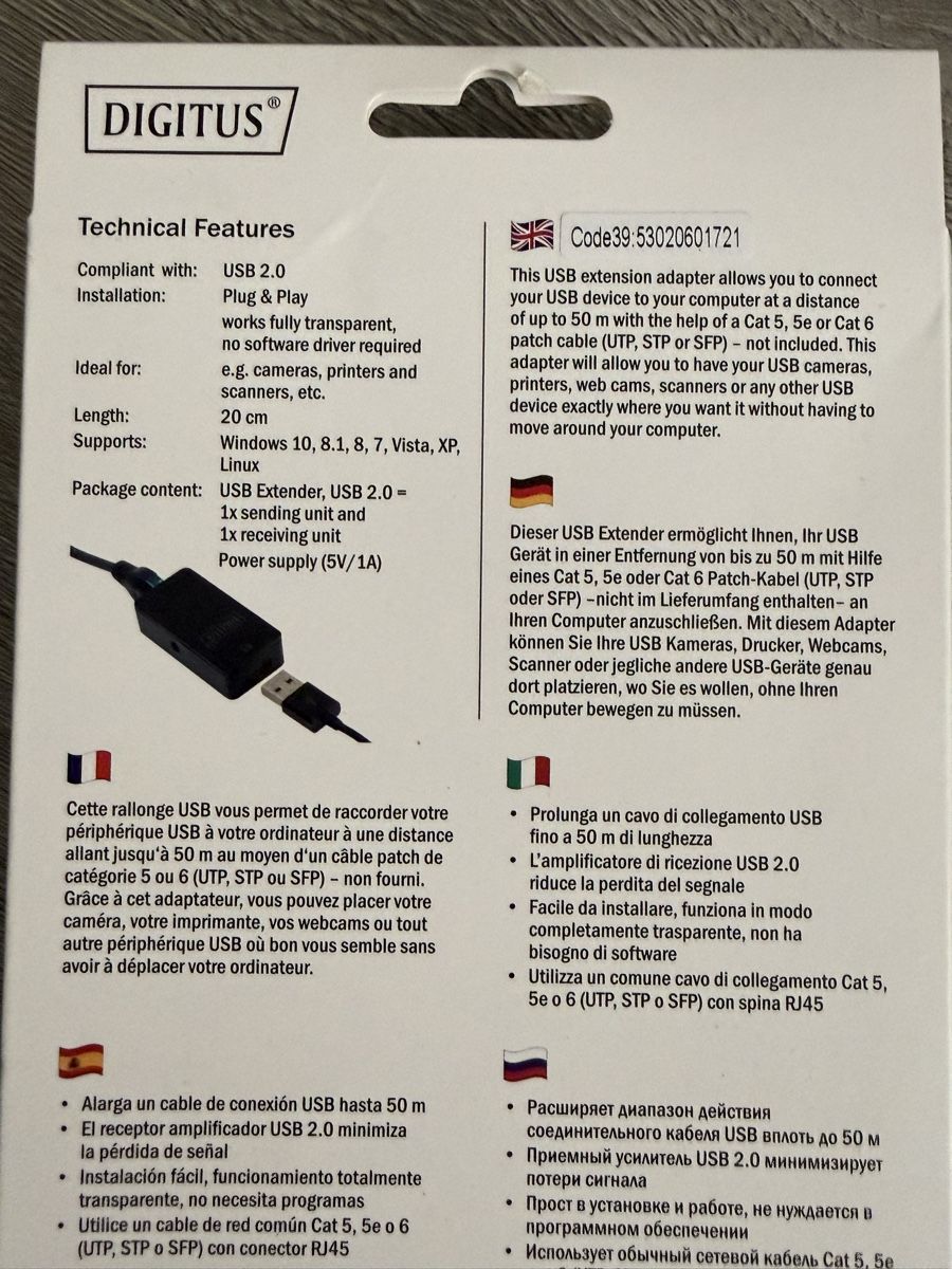 Kabel: DIGITUS USB 2.0 Extender – Neu und originalverpackt aus Oberriet SG von Petros. 1