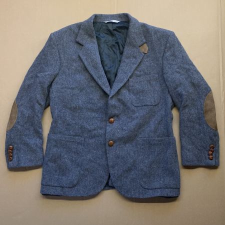 Vintage Stafford Wollblazer Blau mit Ellenbogenpatches