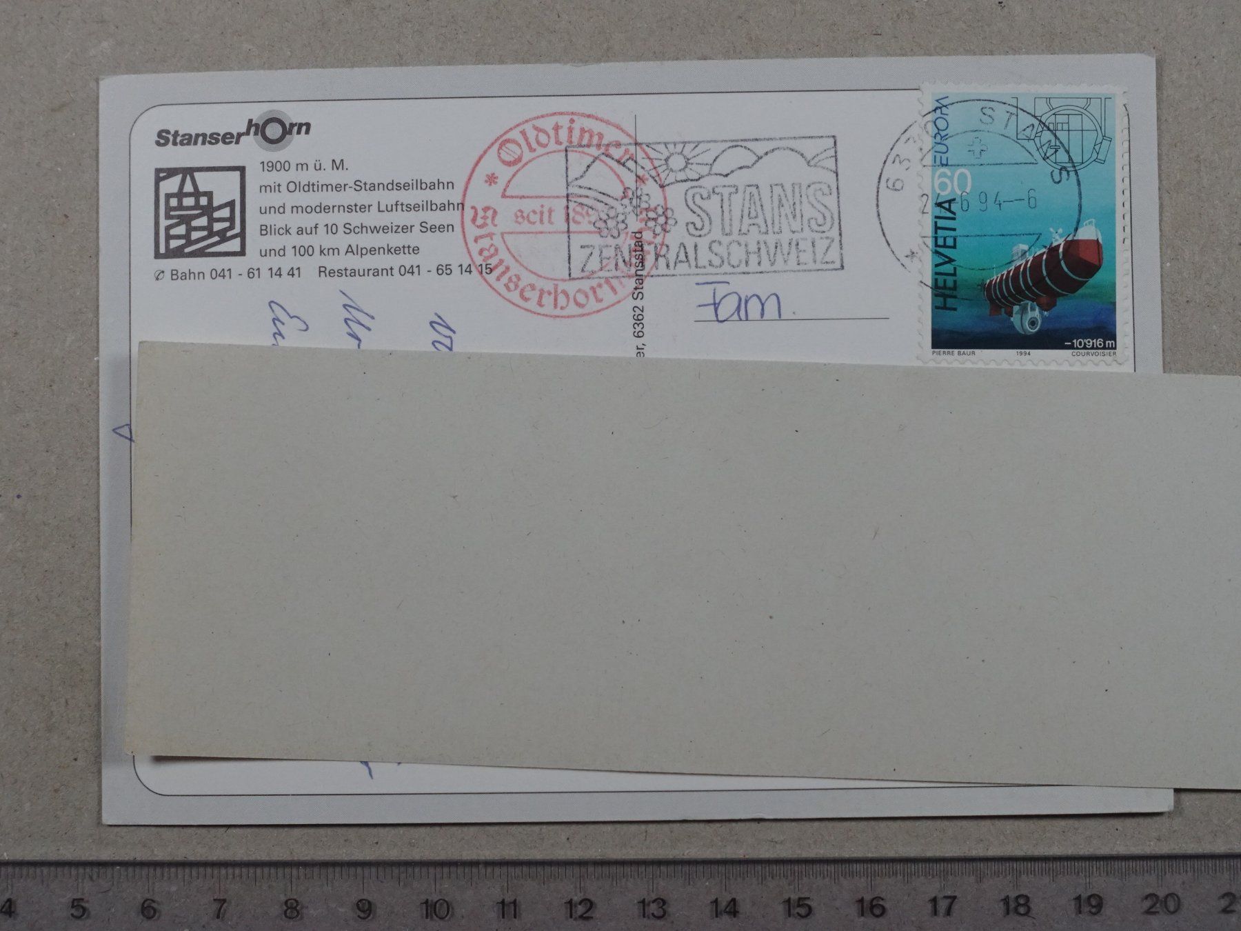 Cartes postales: Stanserhorn, 1994, Stans – D'occasion à Lenzburg par fh1 1
