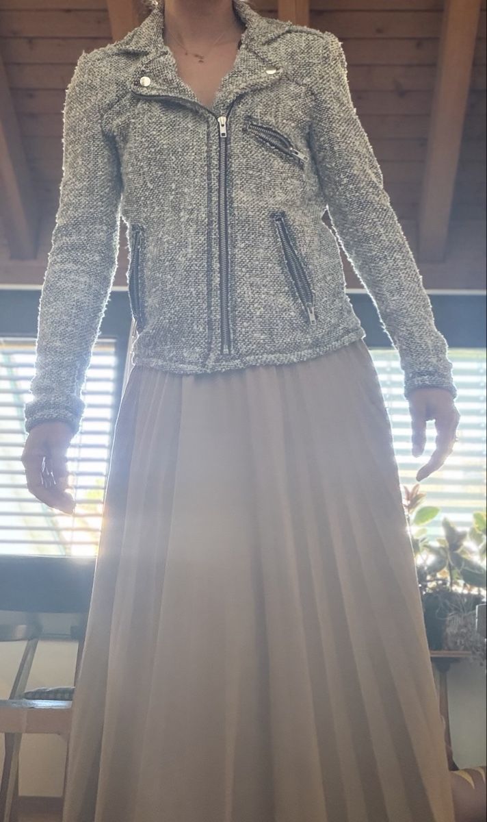 Giacche: Second Female Jacket Grey Tweed Moto Style – Usato da Zürich venduto da FStewart