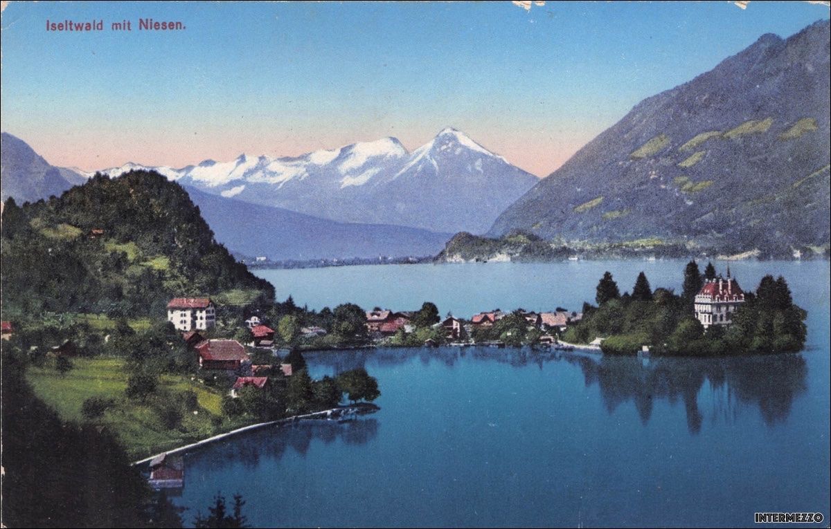 Cartoline postali: Iseltwald BE mit Niesen // Brienzersee – Usato da Basel venduto da intermezzo12