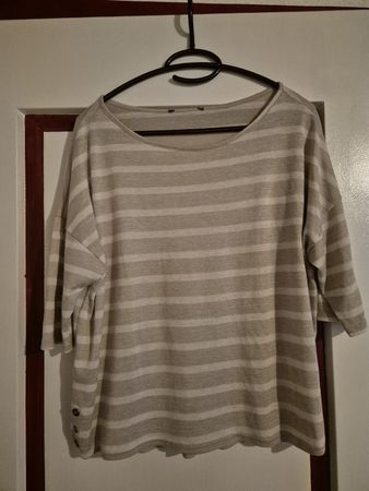 Gestreiftes Damen Shirt Gr. M, beige/weiss, 3/4 Arm