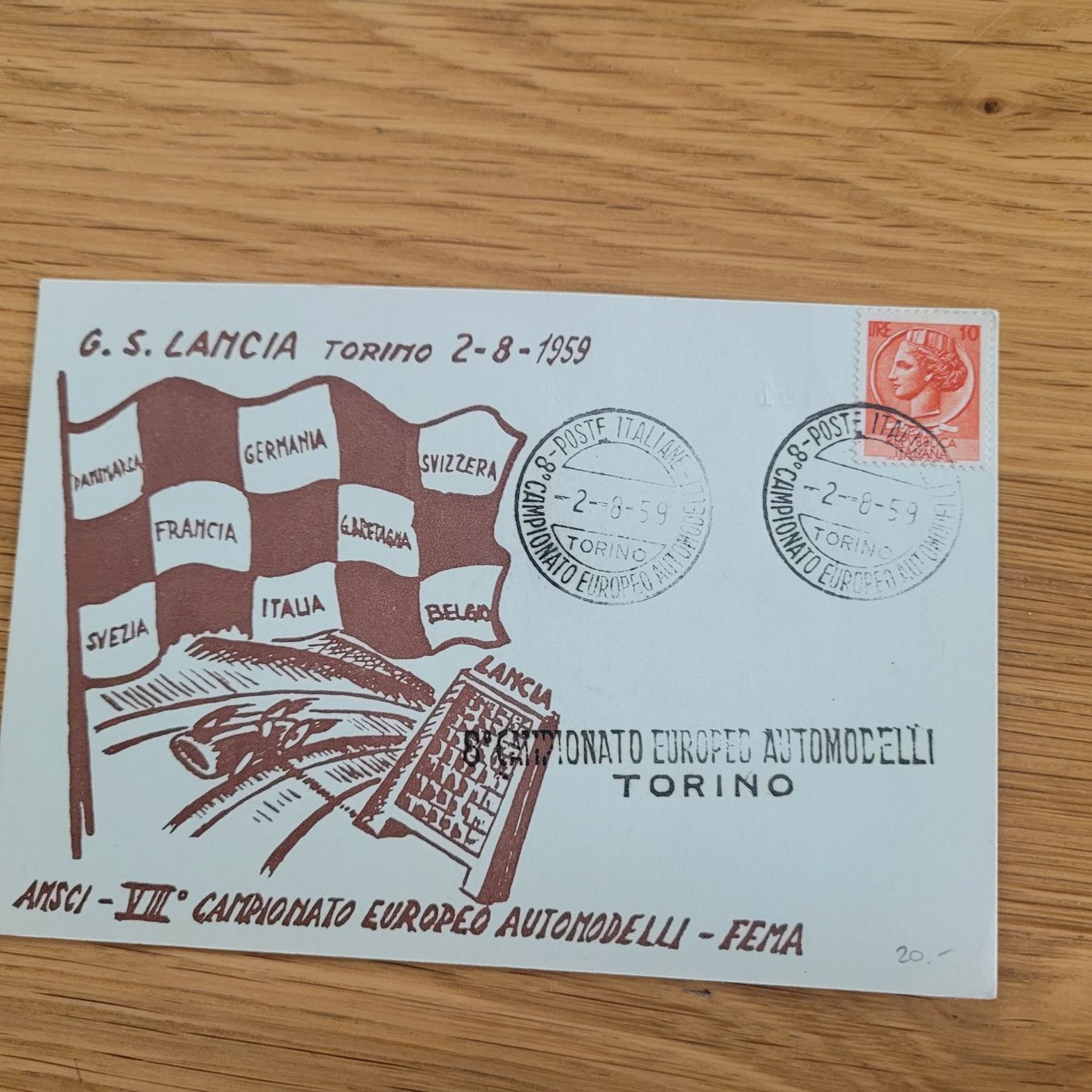 Tous les timbres: Document Automobile G.S Lamcia Torino 1959 – D'occasion à Biel/Bienne par Destockweb