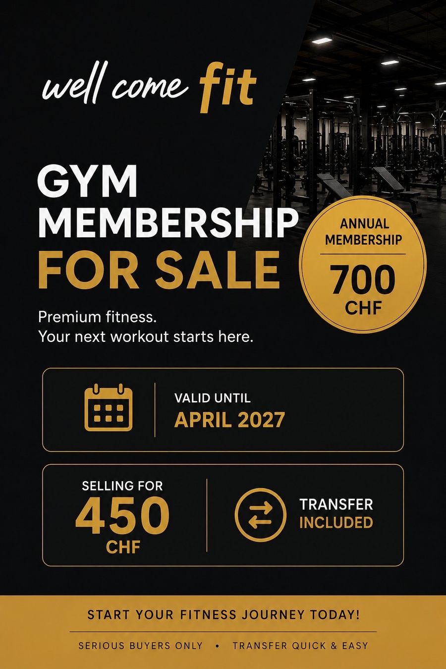 Biglietti: Gym membership at Well Come FIT – Usato da Zürich venduto da brenb