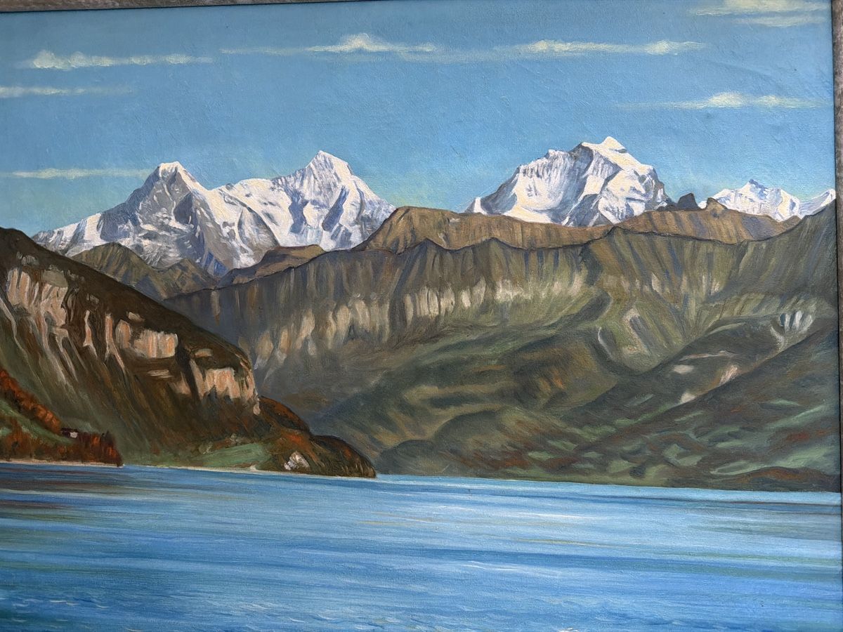 Gemälde: Gemälde, Berglandschaft mit See , 1948. – Gebraucht aus Biberist von Momo33