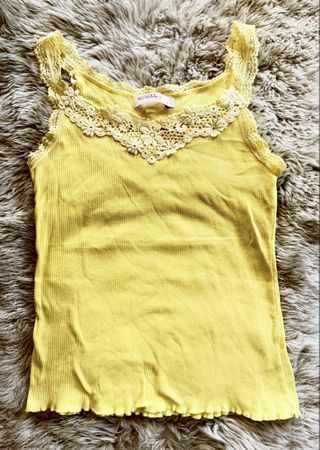 Top mit Spitze gelb Damen - guter Zustand