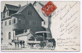 ST. GALLEN Altes Haus in der Bankgasse, Pferde-Fuhrwerk