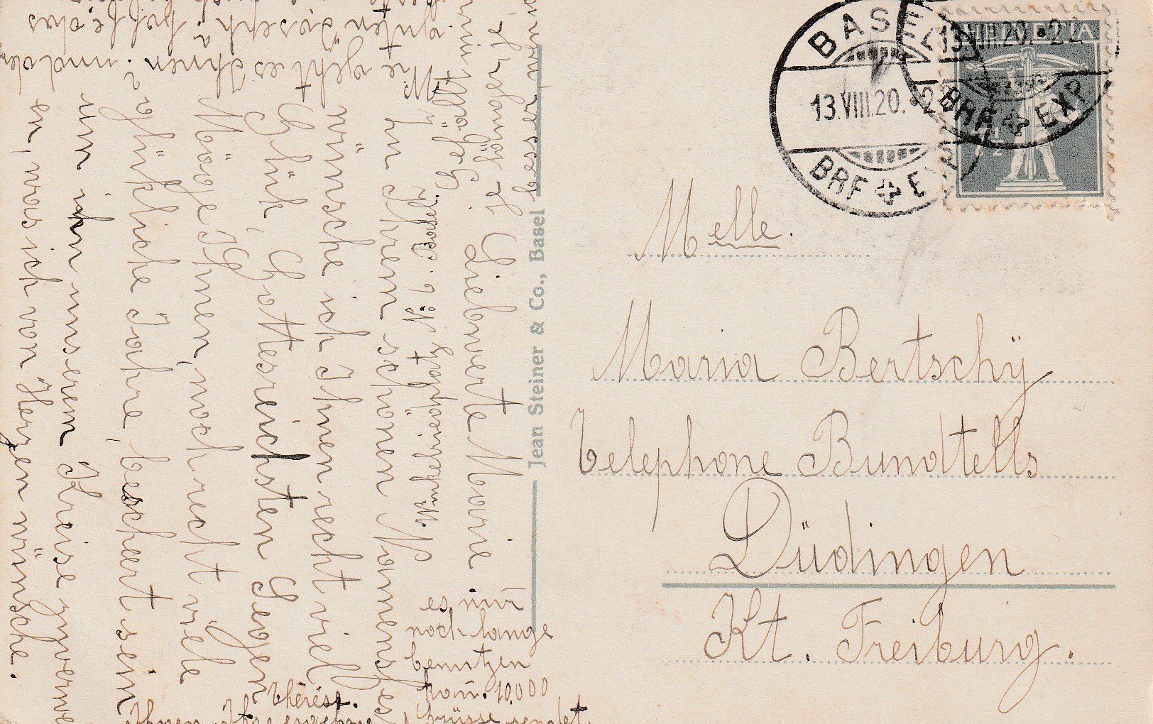 Cartoline postali: AK Basel gel. 13.8.1920 – Usato da Fribourg venduto da schnalla92 1