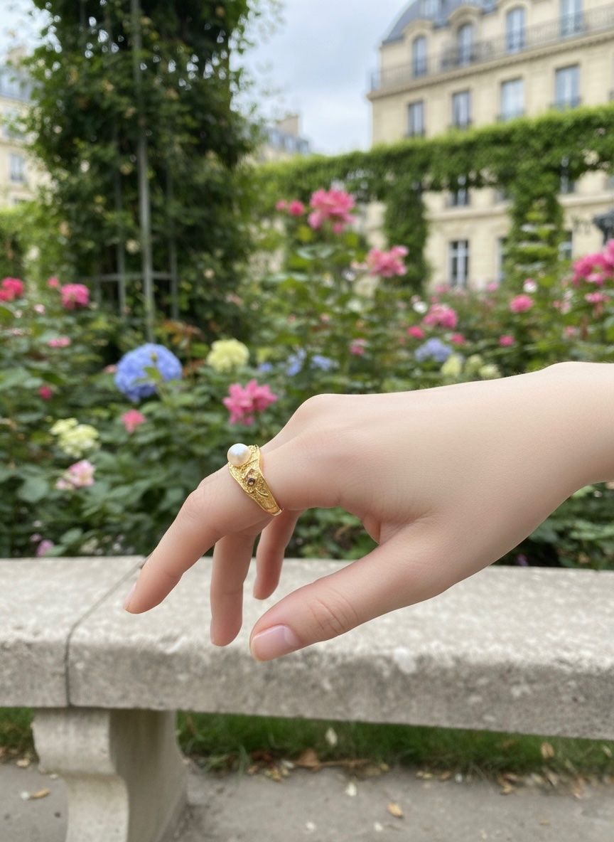 Ringe: Bague dorée avec perle fine – Neu und originalverpackt aus St-Maurice von Sandrinette123 4