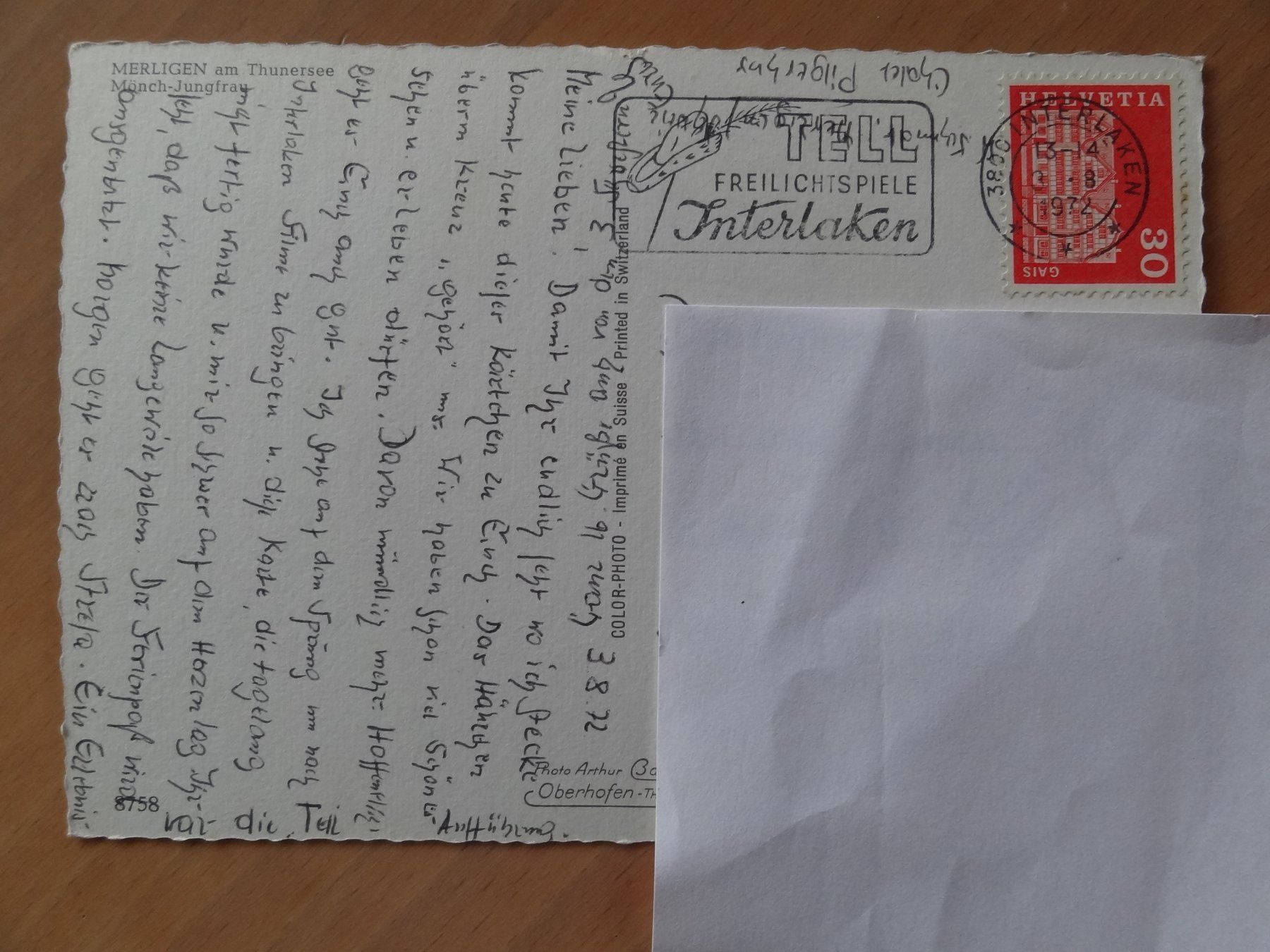 Cartoline postali: Merligen am Thunersee - 1972 – Usato da St Léonard venduto da Riglin 1